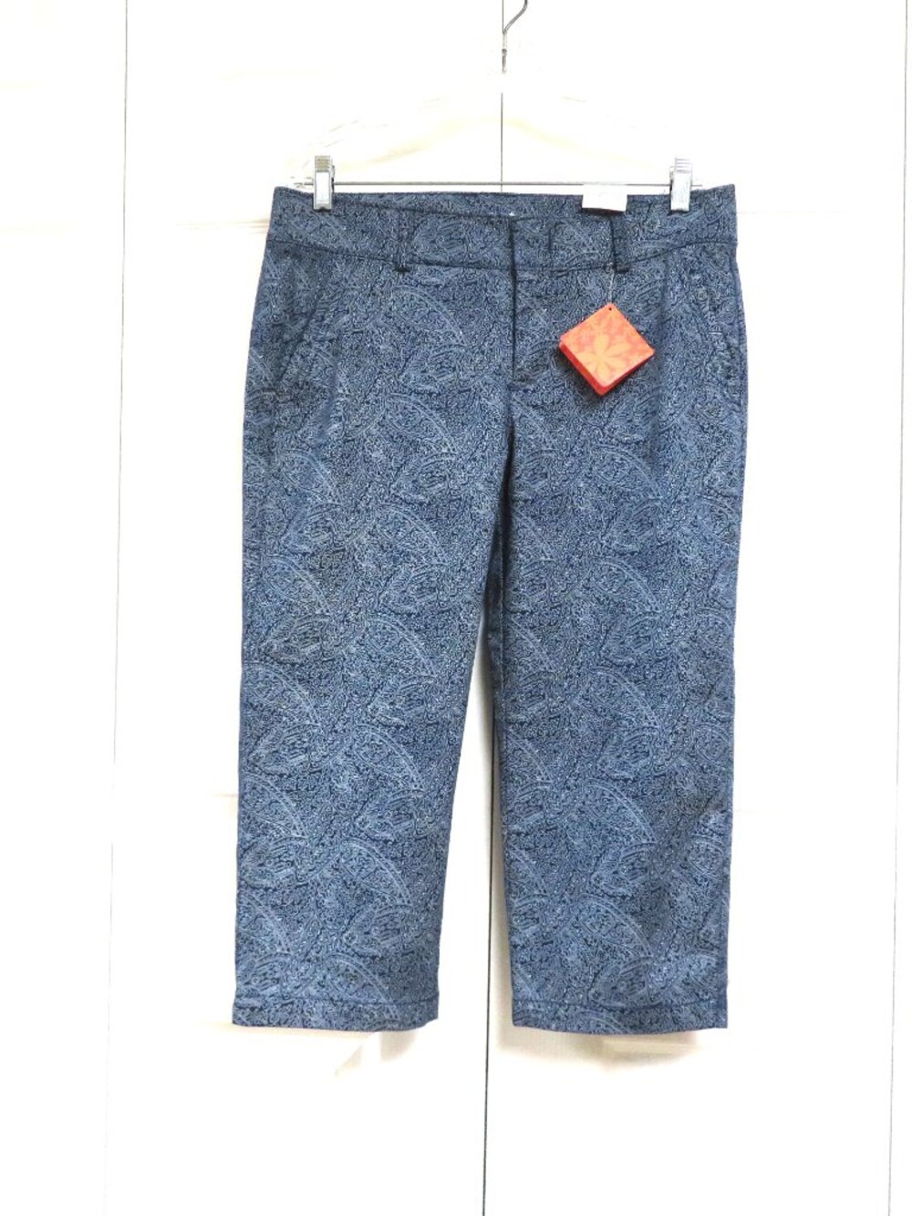 Dockers Blue Paisley Cotton Blend Capri Pants Size 8